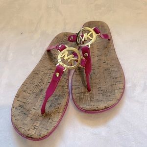 Michael Kors Fuchsia Cork Flip Flops, size 6.5